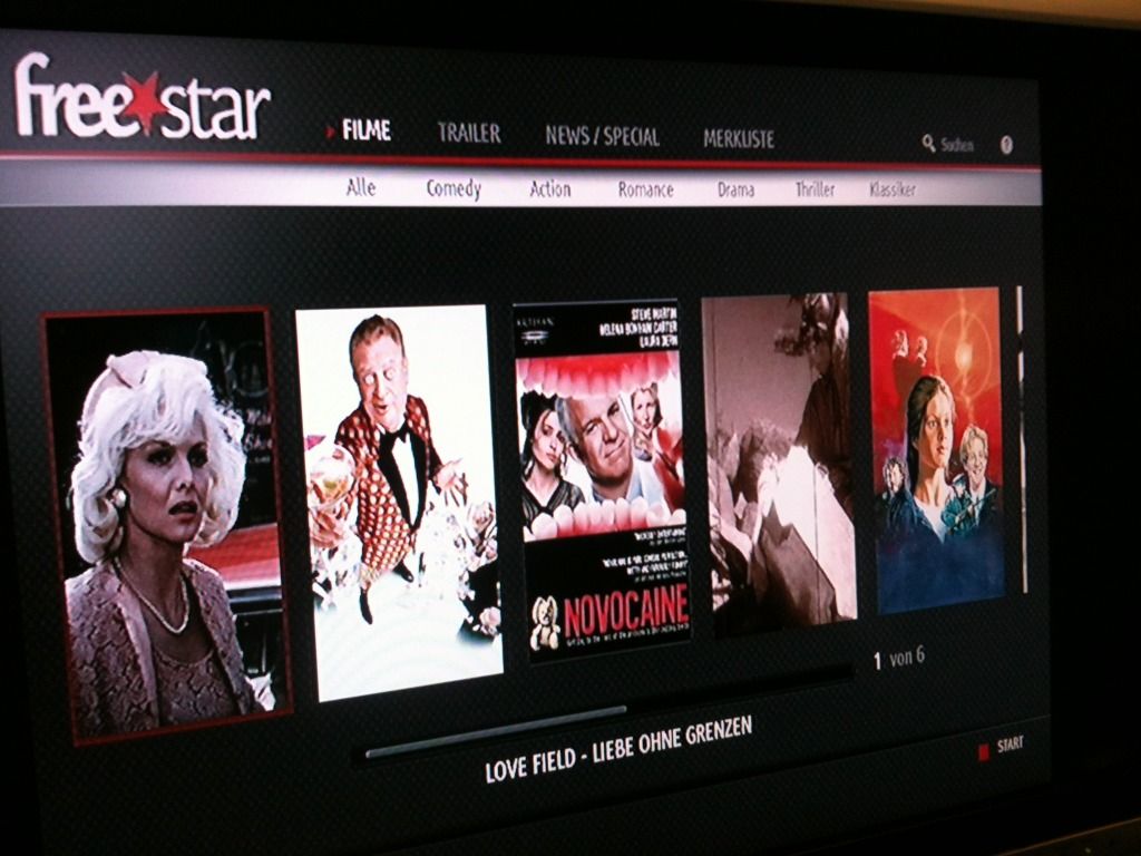 Screenshot der Freestar TV App auf Entertain