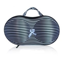 Bra Travel Bag Case - Black & White Stripe-Bra Travel Bag Case - Black & White Stripe