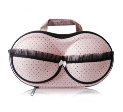 Bra Travel Bag Case - Light Pink with Small Dots-Bra Travel Bag Case - Light Pink with Small Dots