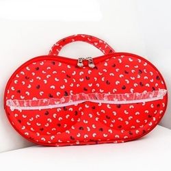 Bra Travel Bag Case - Orange with Hearts-Bra Travel Bag Case - Orange with Hearts