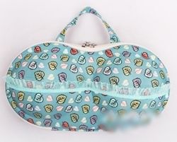 Bra Travel Bag Case - Blue with Leaves-Bra Travel Bag Case - Blue with Leaves