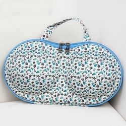 Bra Travel Bag Case - Small Blue Flowers-Bra Travel Bag Case - Small Blue Flowers