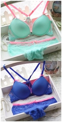 Two Color Front Clasp Bra Set (Blue, Green - 70A, 70B, 75A, 75B, 80A, 80B)-Two Color Front Clasp Bra Set (Blue, Green - 70A, 70B, 75A, 75B, 80A, 80B)
