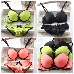 Lace Up CrissCross Ornate Bra Set (Peach, Black, Green - 70A, 70B, 75A, 75B, 80A, 80B)-Lace Up CrissCross Ornate Bra Set (Peach, Black, Green - 70A, 70B, 75A, 75B, 80A, 80B)