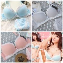Lace Trimming Bra Set (Pink, Grey, Light Blue - 70A, 70B, 75A, 75B, 80A, 80B)-Lace Trimming Bra Set (Pink, Grey, Light Blue - 70A, 70B, 75A, 75B, 80A, 80B)