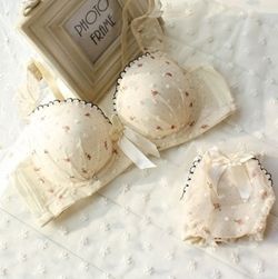 Feminine Flora Bra Set (Cream - 70A, 70B, 75A, 75B, 80A, 80B)-Feminine Flora Bra Set (Cream - 70A, 70B, 75A, 75B, 80A, 80B)