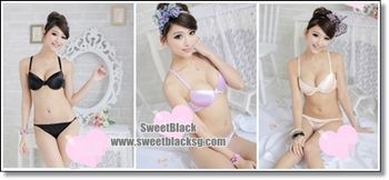 Satin Sheen Strappy Bra Set (Black, Purple, Champagne Gold - 32/70B 34/75B 36/80B)-Satin Sheen Strappy Bra Set (Black, Purple, Champagne Gold - 32/70B 34/75B 36/80B)