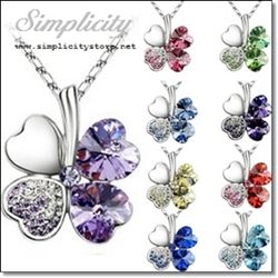 Lucky Four Leaves Clover Crystal Pendant (Many Colors)-Lucky Four Leaves Clover Crystal Pendant (Violet / Gold, Light Topaz Yellow/ Gold, Light Emerald Green / Gold, Hyacinth Red / Gold, Purple Velvet / Gold, Aquamarine Blue / Gold, Sapphire Blue / Gold, Purple Velvet / Silver, Sapphire Blue / Silver, Rose Pink / Silver, Hyacinth Red / Silver, Jonquil Yellow / Silver, Violet / Silver, Light Sapphire Blue / Silver, Light Emerald Green / Silver, Aquamarine Blue / Silver)