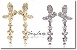 Fairy Tale Butterfly Dangle Crystal Earrngs (Gold, Silver)-Fairy Tale Butterfly Dangle Crystal Earrngs (Gold, Silver)