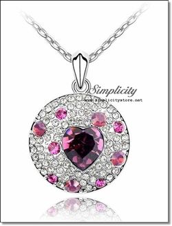 Engaging Heart Swarovski Elements Crystal Pendant (Rose Pink, Amethyst Purple, Light Emerald, Sapphire Blue)-Engaging Heart Swarovski Elements Crystal Pendant (Rose Pink, Amethyst Purple, Light Emerald, Sapphire Blue)