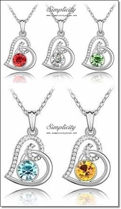 Love Promise Crystal Heart Pendant (Siam Red, Aquamarine Blue, Peridot Green or Crystal)-Love Promise Crystal Heart Pendant (Siam Red, Aquamarine Blue, Peridot Green or Crystal)