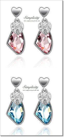 Heart Tip Galactic Crystal Dangle Earrings (Tanzanite Purple, Aquamarine Blue)-Heart Tip Galactic Crystal Dangle Earrings (Tanzanite Purple, Aquamarine Blue)
