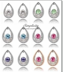 Diamante Teardrop Crystal Stud Earrings (Many color)-Diamante Teardrop Crystal Stud Earrings (Crystal / Silver, Peridot Green / Silver, Sapphire Blue / Silver, Tanzanite Purple / Silver, Zircon Blue / Silver, Fuchsia Pink / Silver, Crystal / Gold, Peridot Green / Gold, Sapphire Blue / Gold, Tanzanite Purple / Gold, Zircon Blue / Gold, Fuchsia Pink / Gold)