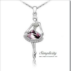 Crystal Diamante Skirt Trim Ballerina Pendant (Light Peach, Crystal, Zircon Blue, Light Rose Pink)-Crystal Diamante Skirt Trim Ballerina Pendant (Light Peach, Crystal, Zircon Blue, Light Rose Pink)