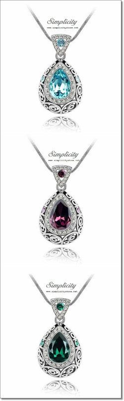 Glittery Teardrop Tribal Crystal Pendant (Zircon Blue, Peridot Green, Hyacinth Red, Rose Pink)-Glittery Teardrop Tribal Crystal Pendant (Zircon Blue, Peridot Green, Hyacinth Red, Rose Pink)