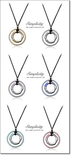 Double Ring of Love Crystal Pendant (Crystal / Gold, Blue / Silver, Rose Pink / Silver, Violet/ Silver, Crystal / Silver)-Double Ring of Love Crystal Pendant (Crystal / Gold, Blue / Silver, Rose Pink / Silver, Violet/ Silver, Crystal / Silver)