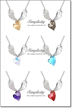 SWEET CUPID Angel Wing & Heart Crystal Pendant (Crystal, Siam Red, Aquamarine Blue,Silver Shade, Golden Shadow, Purple Velvet)-SWEET CUPID Angel Wing & Heart Crystal Pendant (Crystal, Siam Red, Aquamarine Blue,Silver Shade, Golden Shadow, Purple Velvet)