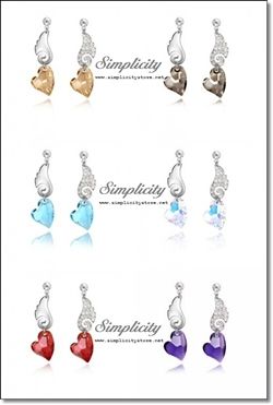 SWEET CUPID Angel Wing & Heart Crystal Earrings (Crystal, Siam Red, Aquamarine Blue,Silver Shade, Golden Shadow, Purple Velvet)-SWEET CUPID Angel Wing & Heart Crystal Earrings (Crystal, Siam Red, Aquamarine Blue,Silver Shade, Golden Shadow, Purple Velvet)