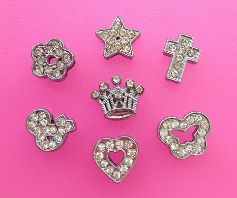 50pcs 8mm DIY Rhinestone Slide Charms Fit Bracelet